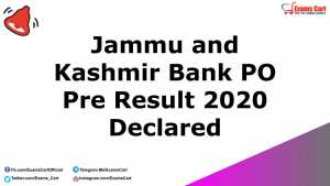 Jammu and Kashmir Bank PO Pre Result 2020