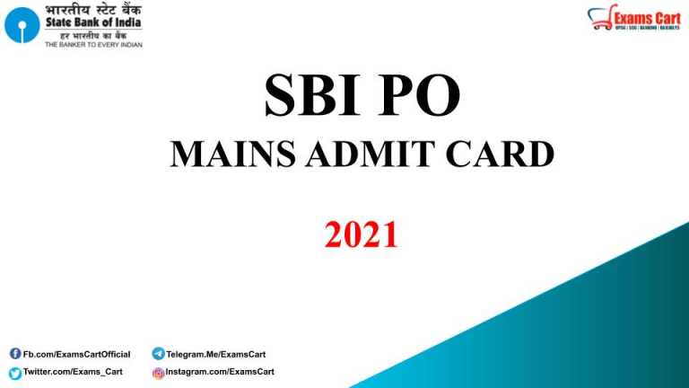 SBI PO Mains Admit Card 2021: Download Now