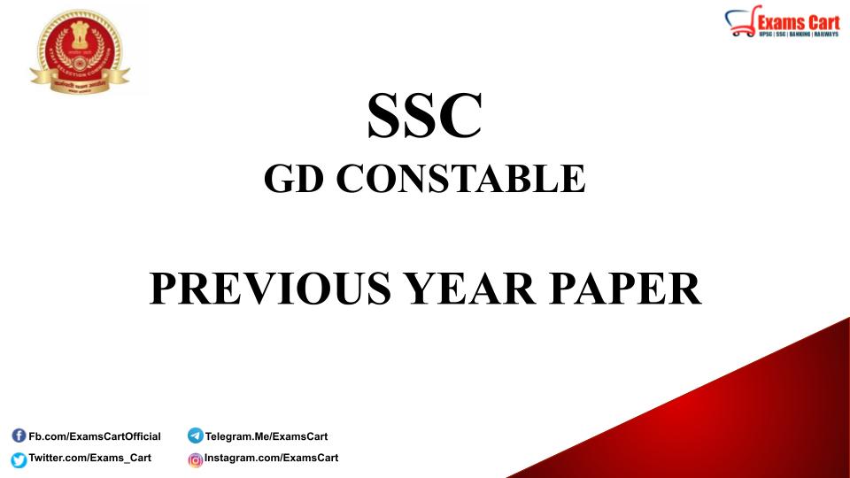 SSC GD Constable Previous Year Question Paper