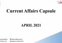 Current Affairs Capsule April 2021 – One Liners PDF with Static Awareness Current Affairs Capsule April 2021